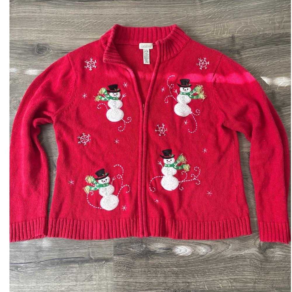 Classic Elements Christmas Snowman Embroidered Zi… - image 1
